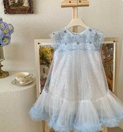 Sukienki dla dziewczyn detaliczne nowe letnie dziewczyny butique cekinowa siatka sukienka tutu sukienka księżniczka Słodka moda sukienka 3-7tl2404