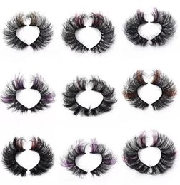 Coloured False Eyelashes 3D Fluffy Faux Mink Colour Eye Lashes Strip Wipsy Multicoloured Fake Lash for Daily Christmas Cosplay Party 7729351