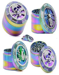 Skull Metal Tobacco Smoke Herb Grinder 4 Layer IceBlue Rainbow Colour Spider Animal Shape Smoking Herb Grindering Crusher 63MM WX97967782