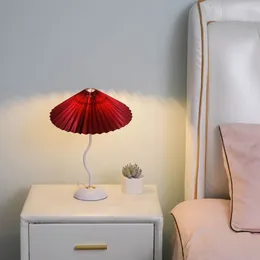 Table Lamps Modern Pleated Lamp Small With Round Pleat Fabric Bedside Nightstand 3 Colors Dimming Bedroom Home Decor