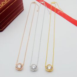 Classic Design Cubic Zirconia Triple Trinity Necklace Pendant Women Girls 316L Stainless steel Wedding Designer Jewellery Collares Collier 18K Gold Plated