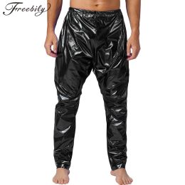 Pants Mens Shiny Long Pants Elastic Waistband Lightweight Harem Pants for Club Party Festival Rave Stage Ballroom Jazz Dance Trousers