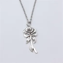 Pendant Necklaces 1pcs Rose Charms Long Necklace Accesories Vintage Jewelry Gift Chain Length 70cm OR 45 4cm