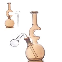 Wholesale Creative Travel glass dab rig bong Thick heady Colourful Beaker water tobacco bongs pipe for smoking dry herb with 14mm male Downstem oil burner bowl