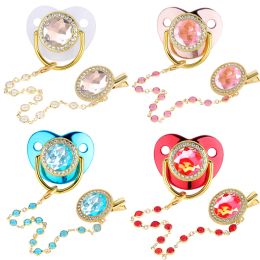 Accessories All Zircon Baby Pacifier Crystal Beads Chain Clips with Cover Newborn Boys Girls Silicone Pacifiers Holder Infant Shower Gifts