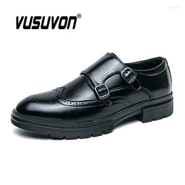 Casual Shoes Men Monk Loafers Fashion Breathable Leather 38-46 Size Boys Black Soft Outdoor Autumn Mules Dress Flats