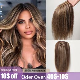 Closures Closures 12inch Straight Blonde Brown Human Hair Pieces for Women Afro with Thinning Hair Clip in Toppers 100% Remy Human Hair