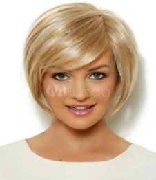 Fashion Blonde Gold Synthetic Straight Wigs Attractive Women039s Short Hair Wig for women wig deliver8025366