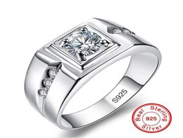 Classic 100 925 Sterling Silver 6mm 1ct CZ Engagement Rings For lover039s Men Wedding Rings Simulated Platinum Diamond size 79713380