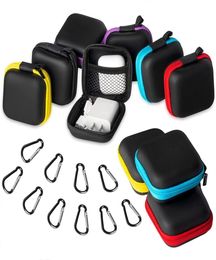 Small Case Carrying Storage Pouch Bag Earphone Accessories with Carabiner Cover Bag for Headphone SD TF Cards Cable charge5383811