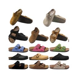 High quality Designer men's and women's same style Retro Frosted leather Fashion Versatile sandals and slippers half tray flat shoes