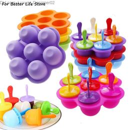 Ice Cream Tools 1 piece of 95G food grade soft silicone 7-hole mini popsicle Mould DIY fruit milkshake cream ball lollipop making popsicles Q240425