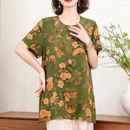 Women's Blouses Elegant Summer Woman 2024 Casual Loose Short Sleeve Ladies Tops Vintage Clothes High Quality