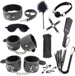 Leather Bondage Kit Restraints Kit Sex Toys for Couples, BSDM Kits for Couples, BDSM Bondage-Set, Adjustable Bondage Set Fuzzy Handcuffs Ball Gag Couples Sex Toys