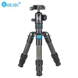 Tripods BEXIN Carbon Fiber Portable Tripode Lightweight Travel Stand Tabletop Video Mini Tripod with 360 Degree BallHead For Camera DSLR