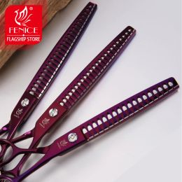 Scissors Fenice 7/7.5/8 inch Professional Purple Pet Scissors Thinning Shears High Quality Cat Dog Grooming Scissors Cutting Tool Tijeras