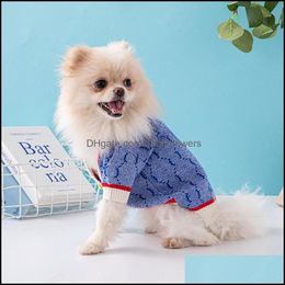 Dog Apparel Designer Dog Clothes Brands Apparel With Jacquard Letter Pattern Soft Dogs Sweater Classic Pet Casual Wear Clothing Fashio Dhprk