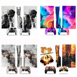 Stickers Compatible with PS5 Slim Disc Skin Sticker Cool Design Removable Cover PVC Vinyl for PS5 Slim Disc Console and 2 Controllers