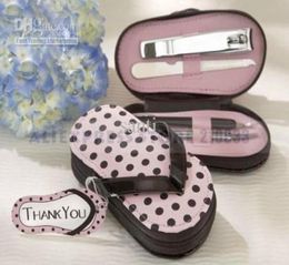 4 Piece Pedicure Kit With Pink Polka Dot Flip Flop Case Favour for Wedding Gifts Supplies5472417