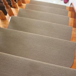 Carpets 1pc Self-adhesive Anti-Slip Adhesive Step Stairs Mat Carpet Grey Brushed Plush Rug Living Room Soft Stairway Washable Floor Mats