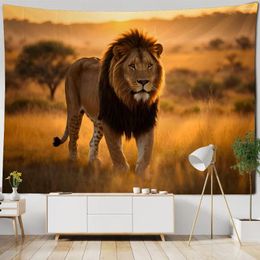 Tapestries Animal Lion Tapestry Wall Hanging Printed Cloth Forest King Art Decoration Bedroom And Living Room