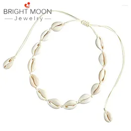 Pendants Bright Moon Natural Shell Necklace Choker For Women Girl Bead Pearl Handmade Hawaii Wakiki Beach Rope Jewelry