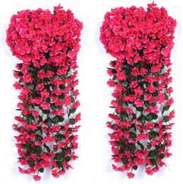 Decorative Flowers 2 Pack Artificial Hanging Decorations Violet Ivy Lifelike Plant For Outdoor Home Wedding Garden