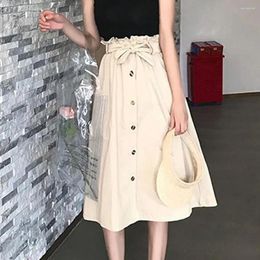 Skirts Women Oversize Solid Mid-calf Elegant Korean Style Retros Spring Loose High Waist A-line Fashion All-match Chic Fit