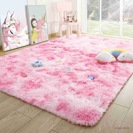 Carpets Soft Fluffy Carpet For Modern Home Decor Living Room Sofa Area Rugs Childrens Room Bedroom Cushion Tie Dyed Dormitory Carpets