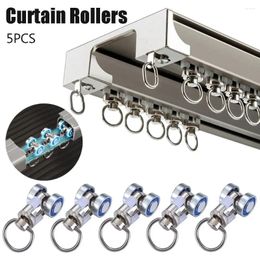 Curtain 5Pcs Durable Zinc Alloy Easy Installation Rollers Rail Pulleys Sliding Wheels Track