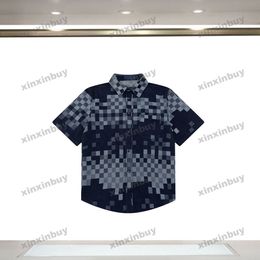 xinxinbuy Men designer Tee t shirt 2024 Italy Paris mosaic washing Denim fabric cotton short sleeve cotton women white black S-XL