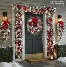 Decorative Flowers Wreaths Christmas Wreath Outdoor 2022 Xmas Decorations Signs Home Garden Office Porch Front Door Hanging Garl4445766