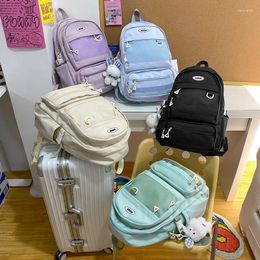 Backpack Solid Colour Female Multi-pocket Women's Big Woman Travel Bag High Quality Schoolbag For Teenage Girl Boy Book Knapsack