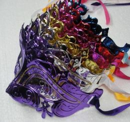 Mens Woman Mask Halloween Masquerade Masks Mardi Gras Venetian Dance Party Face gold shining plated Mask 6 colors4725835