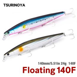 Accessories Tsurinoya 140f Ultralong Casting Floating Minnow Stinger 140mm 24g Artificial Large Hard Bait Tungsten Weight Sea Fishing Lure