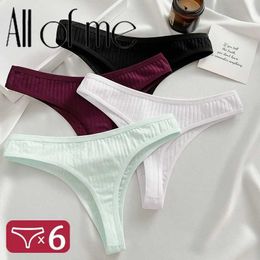 Briefs Panties 6 pieces/set of cotton underwear G-String womens underwear sexy lingerie womens underwear thong solid Colour intimate underwear Y240425