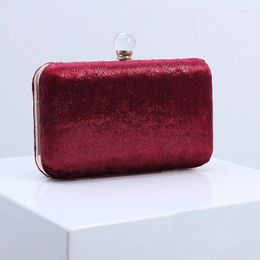 Evening Bags Ladies Elegant 2024 Classic Fashion Clutches Wedding Party Handbags Wine Red Clutch For Women Chain Shoulder Bag