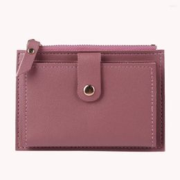 Card Holders Women Fashion ID Multi-slot Wallet PU Leather Mini Purse Zipper Holder