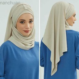 Hijabs Large Plain Muslim Hat Inner Hijab Caps Ramadan Headwraps Pre-design d240425