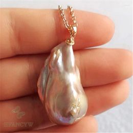 Pendants 20x32mm Natural Purple Baroque Pearl Necklace 18 Inches Wedding Jewellery Hang