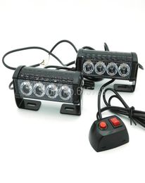 New 12V 2X4 LED Car Motorcycle Flash Light Aluminum Alloy LED Strobe Flash Warning Police Truck Light Flashing Firemen Lights3264363