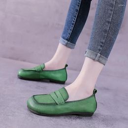 Casual Shoes Genuine Leather Small Women British First Layer Cowhide Lazy Flat Women's Breathable Single