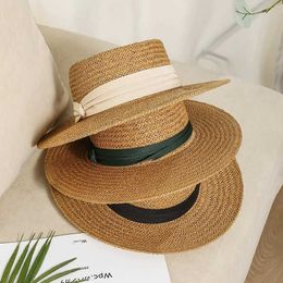 Wide Brim Hats Bucket Hats 10 Colours of summer beach Str hat foldable womens wide side casual womens Panama hat Sunshade Concave Top C tourist sun hat J240425