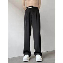 Fashion Summer Spring Men Harajuku Straight Long Pants Pockets Loose Out Door Korean Casual Pants Black Kahaki 240422