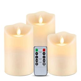 Flickering Flameless Candles Outdoor Indoor 3Pcs/Set Remote Control LED Easter Candle Wedding Decoration Lighting 240417