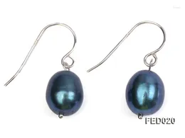 Stud Earrings Unique Pearl Jewelry 8-9mm Peacock Blue Drop-shaped Cultured Freshwater