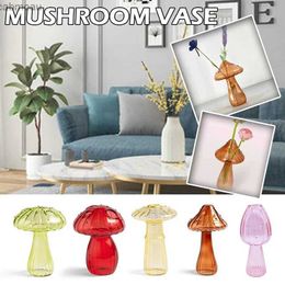 Vases Mushroom Glass Vase Creative Plant Hydroponic Vase Home Art Transparent Aromatherapy Bottle Small Vase Table Flower Decoration