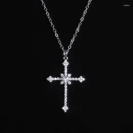 Pendant Necklaces 1pcs Imitation White Gold-color Necklace Ladies Cold Wind Full Of Diamonds Star Mango Shining Cross Jewelry