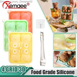 Ice Cream Tools Cute Teddy Bear Ice Block Making Mould Anti Splash Easy to Detach Silicone Mould Milk Tea Whiskey Household Ice Cream Mould Q240425