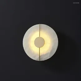 Wall Lamps Nordic Copper Marble Lamp Indoor Living Room Aisle Decor Sconce Round Minimalist Stair Light Luxury LED Bedside